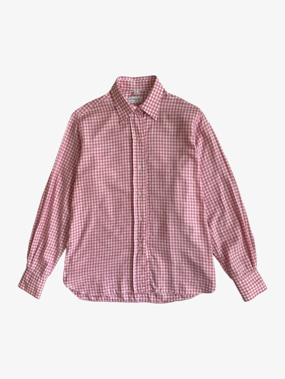Vintage 90's Pink/White Gingham Button-Up Long Sleeve Shirt by Barney's New York